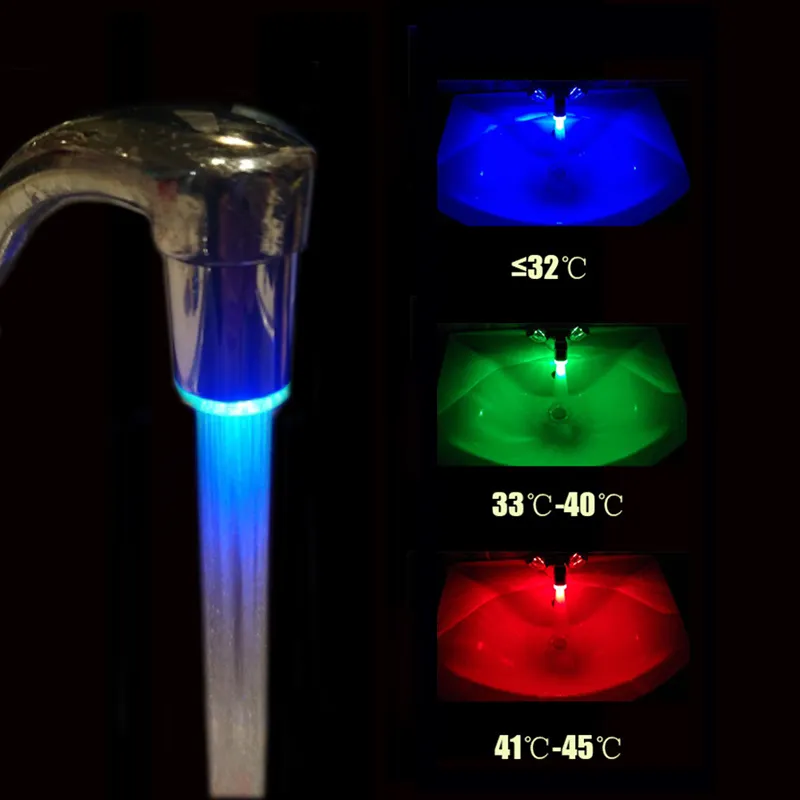 Sensor de temperatura de la luz del grifo led con control de temperatura LED inteligente Grifo de agua Color Grifos de agua Boquilla Sin necesidad de batería