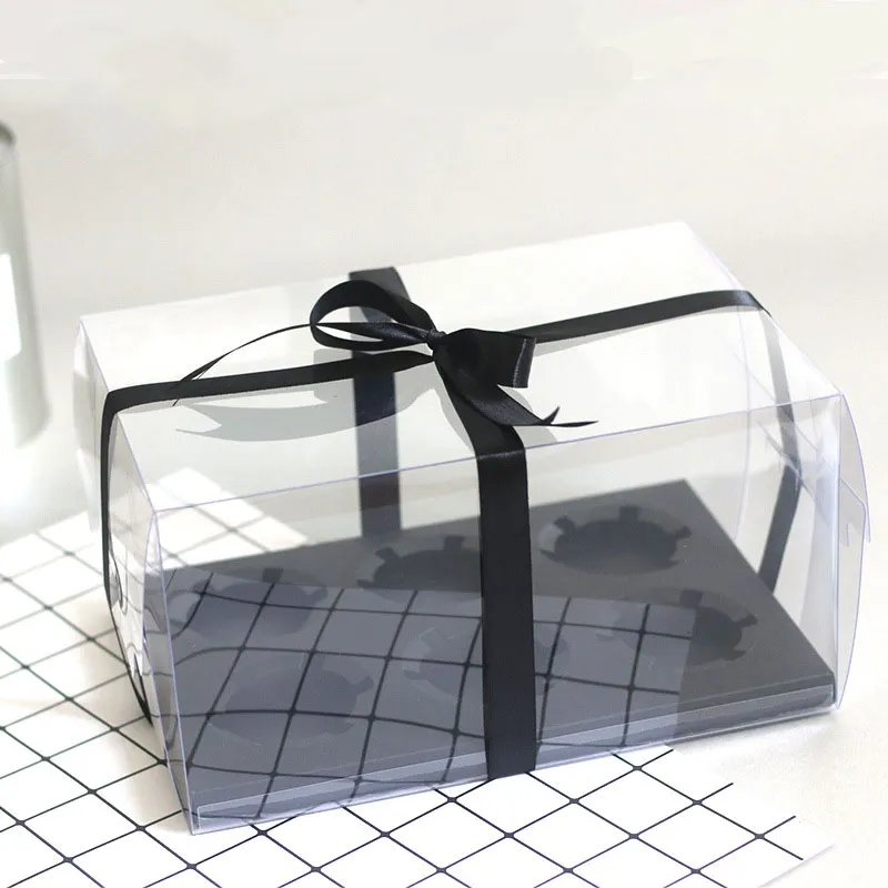 컵 케이크 상자 분명 애완 동물 투명한 비스킷 쿠키 캔디 상자 내부 결혼식 파티 선물 포장 상자 ZA6282