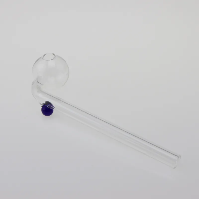 14cm Curved Glass oil burner pipes high quality Smoking handle Pipes Glass Bong Water Pipes with colorful glass balancer