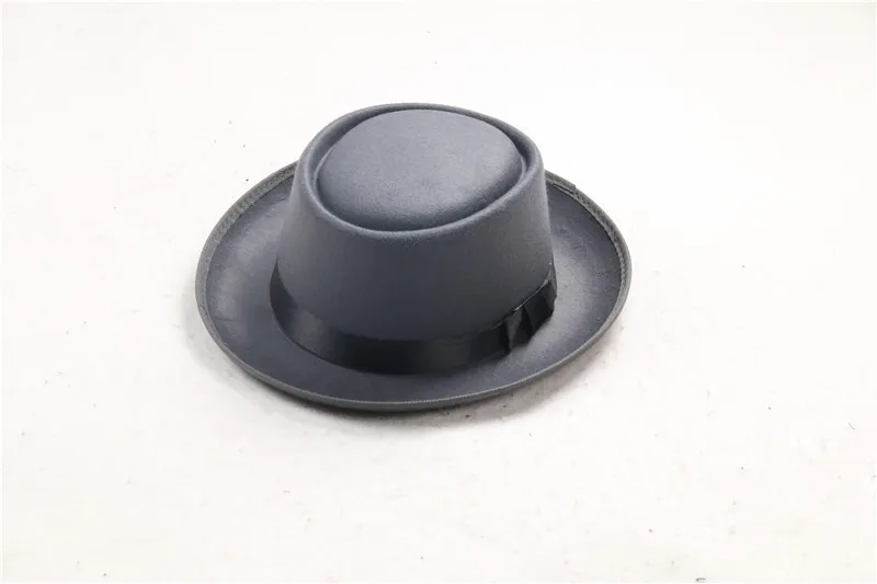 Ny mode retro filt jazzhatt runda platt topp hattar för män kvinnor elegant solid filt fedora hatt band bred platt brim jazzhattar pa3899136
