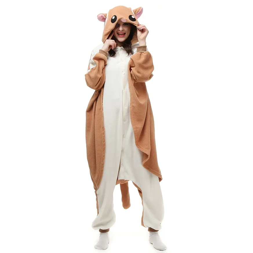 Şeker Planör Sıçan kadın ve erkek Hayvan Kigurumi Polar Polar Kostüm Cadılar Bayramı Karnaval Yeni Yıl Partisi için karşılama Drop Shipping