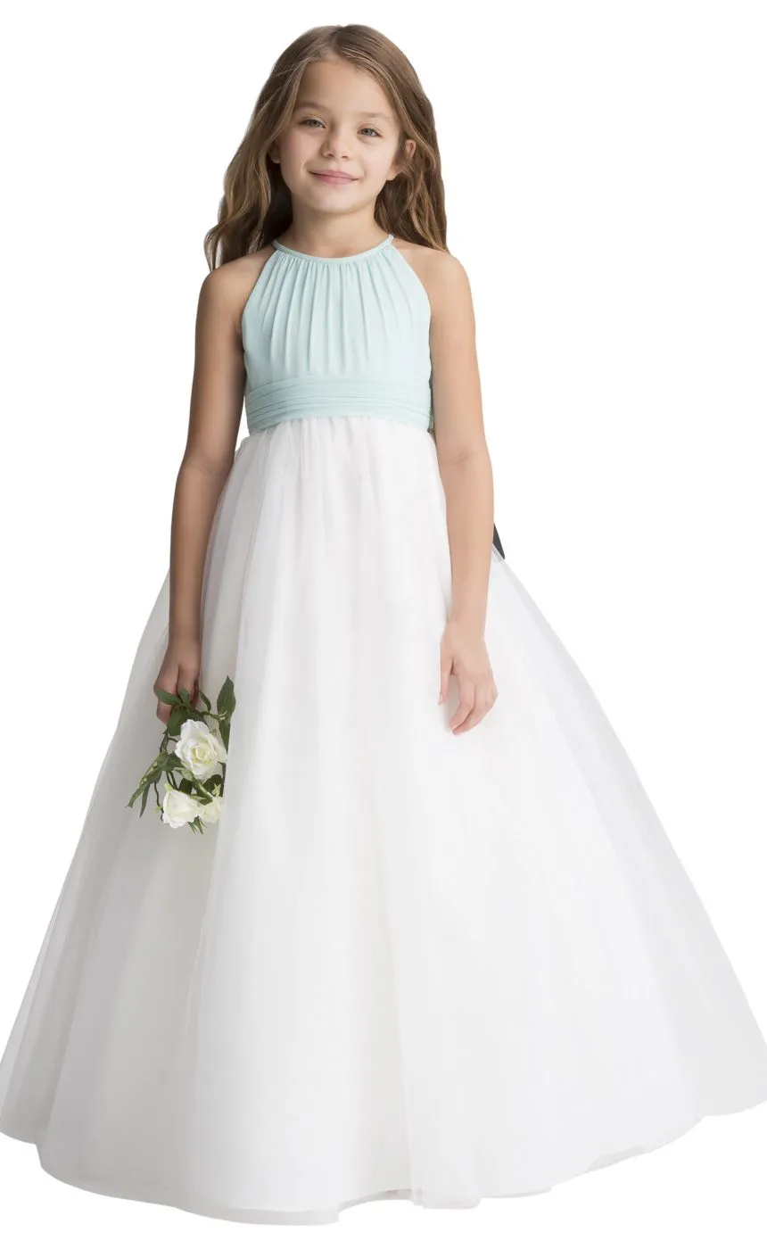 Belleza verde/blanco tul/gasa joya vestidos de niña de flores vestidos de desfile de niñas vestidos de vacaciones de cumpleaños tamaño personalizado 2-14 FF727069