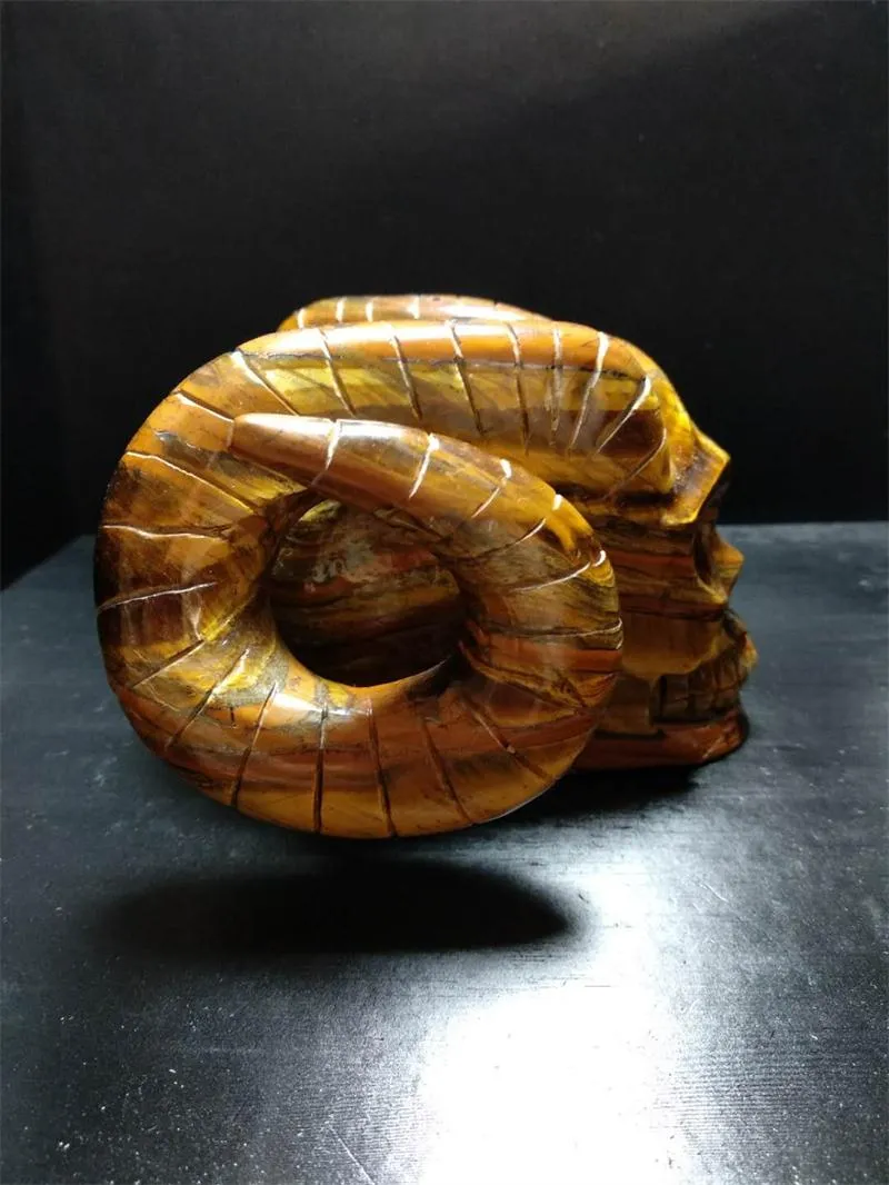 Hoge kwaliteit unieke natuurlijke tijger oogsteen handgemaakte verfijning carving craft schedel kristal healing reiki deco