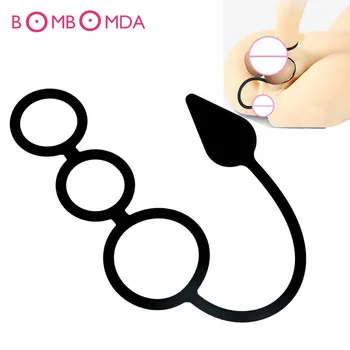 Gourd Type Penis Rings Anal Sex Toys Butt Plug Silicone Prostate Massager Three Cock Ring Delay Lasting Ring Sex Toys for Men O3