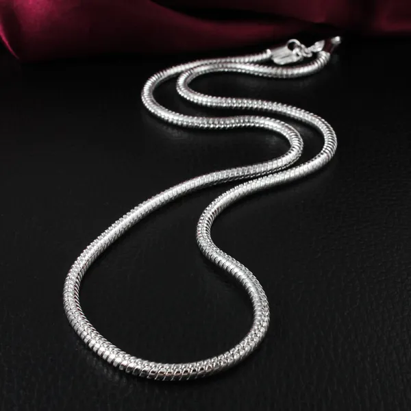 Оптовая дешевая 925 серебряная покрытая 3 мм 4-мм 4-миллиметровое цепное ожерелье.