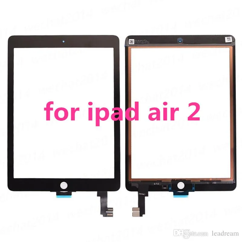 20 PZ iPad Mini 1 2 3 4 iPad 2 3 4 iPad Air 2 Pro 12.9 '' Touch Screen Vetro Digitizza Vetro frontale Colore nero Nessun pulsante Home