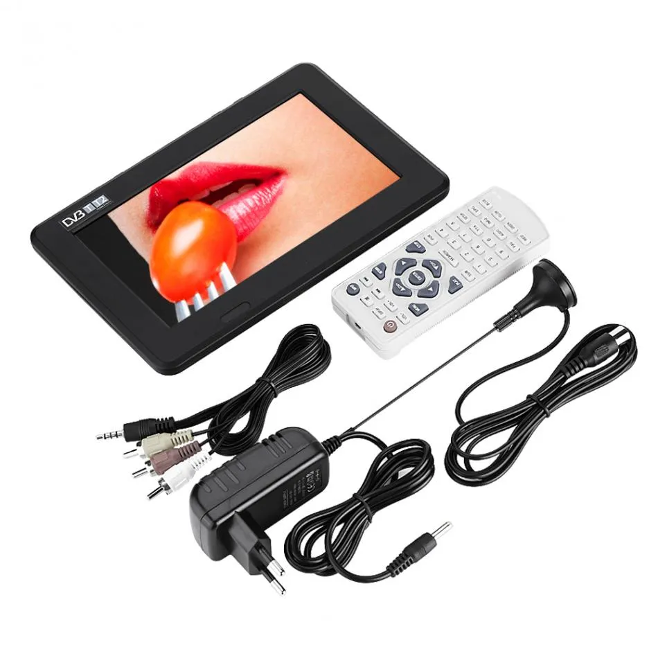 Freeshipping Mini 7inch DVB-T-T2 Digital Analog Television 800x480 Resolution Portable TV Support PVR Support USB/TF Card