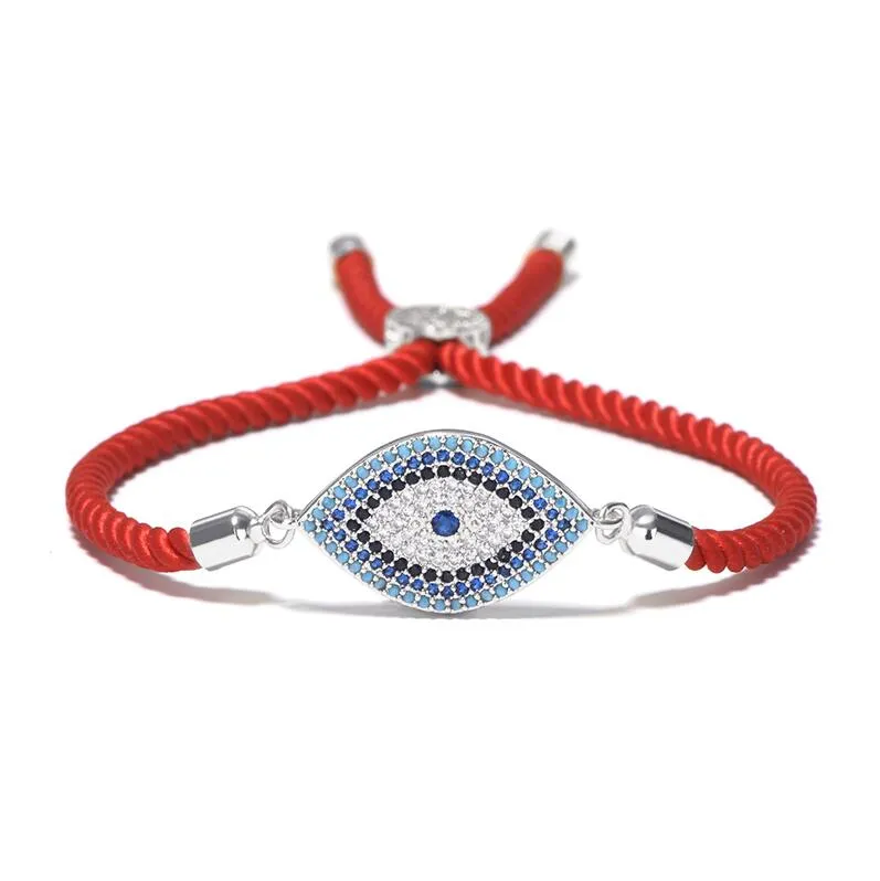 Luxe Evil Eye Micro Crystal Bracelet Red Thread String Turkije Ethnic Braclet For Women Girls Hand Lucky Turkish Jewelry9455280