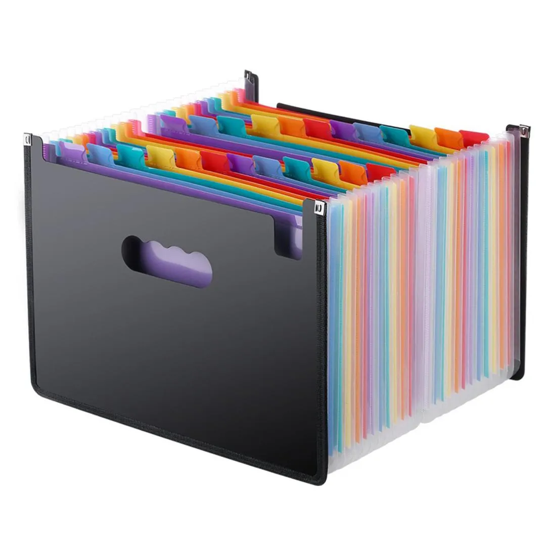 BLEL Hot Expanding File Folder 24 Pockets, schwarzer Akkordeon-A4-Ordner