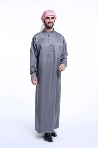 AOMU Men's Islamic Clothing - Saudi Thobe Arab Muslim Dress, Kaftan Robe  for Men