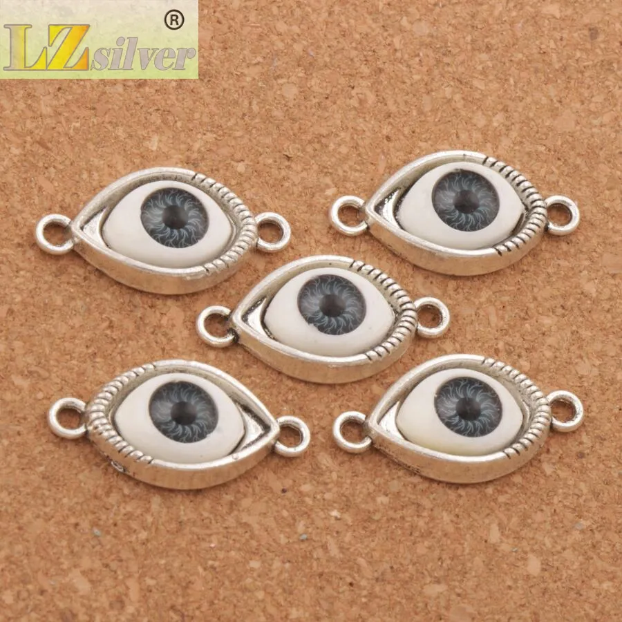 Liga Mal Eye Hamsa Conector Encantador Loose Beads 60 pçs / lote 5 Cores Antiguidade Prata / Bronze para Pulseira de Amizade L1662