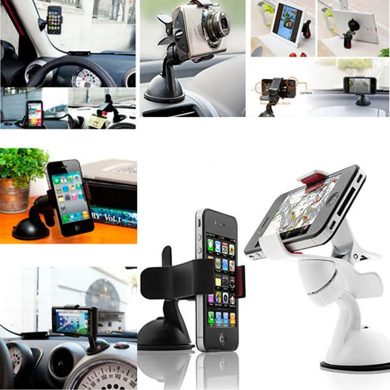 Universal Car Dash Telefonhållare Auto Vindrute Monteringsfäste för MP3 GPS iPhone 14 13 5S 6S SE 7 8 Samsung Med Retail Package
