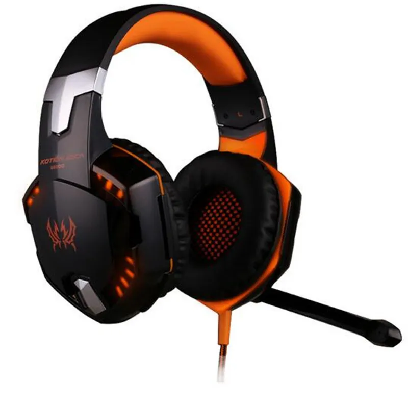 Bästa PC Gamer G2000 Stereo Gaming Hörlurar med mikrofon Glödspel Musik LED Gaming Earphone DHL Gratis frakt