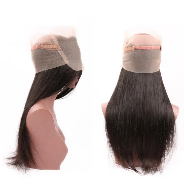 Cabelo virgem brasileiro 360 renda frontal cabelo reto pré-arrancado faixa de renda extensões de cabelo de bebê fechamentos superiores linha fina natural2476295