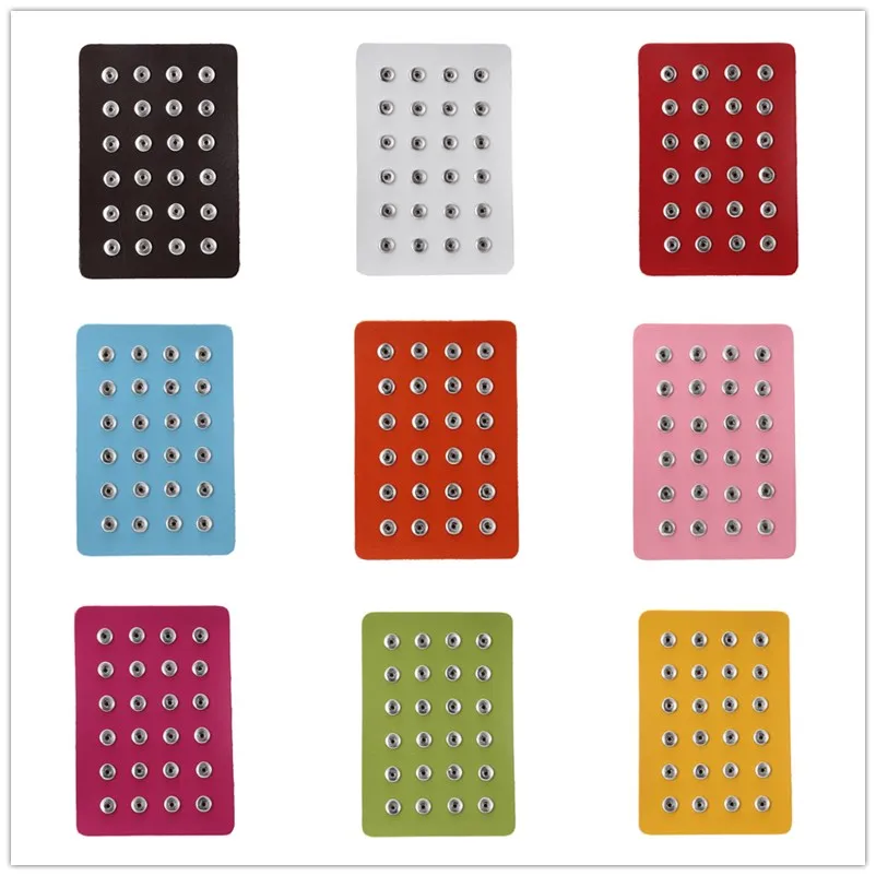 18MM Snap Button Stand Display 10 Couleurs Noir Cuir Snaps Display pour Porte-Bijoux