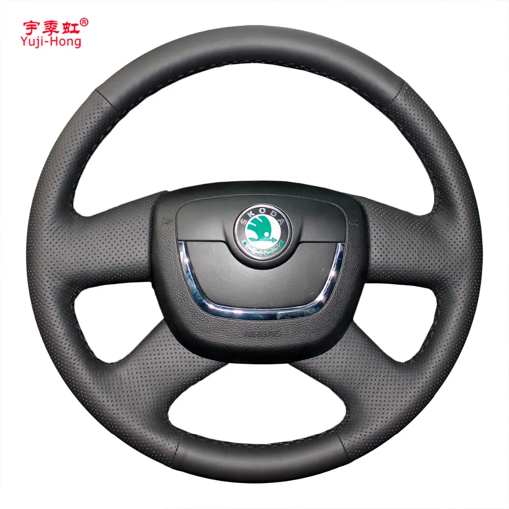 Yuji-Hong крышки рулевого колеса автомобиля Case для SKODA Octavia Superb 2009-2012 ручной сшитые искусственная кожа Cover