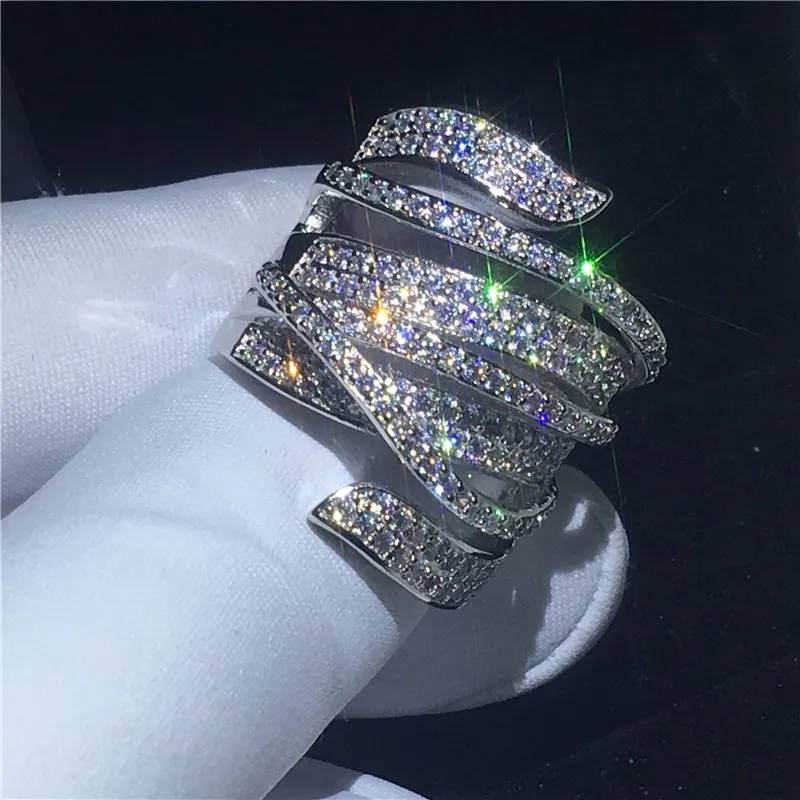 Luxury Female Cross ring 925 Sterling silver 5A Cz Stone Big Engagement wedding band ring for women Bridal Jewelry