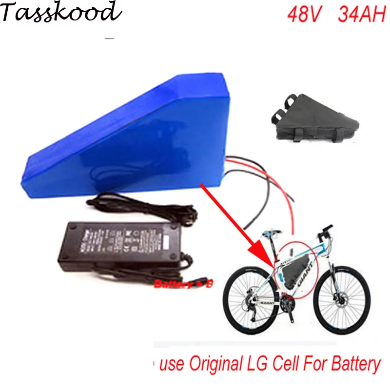 48V 1000W BAFANG litiumjonbatteri med triangelväska för elektrisk cykelbatteri 48V 34Ah ebike Li-ion batteripaket Använd LG-cell