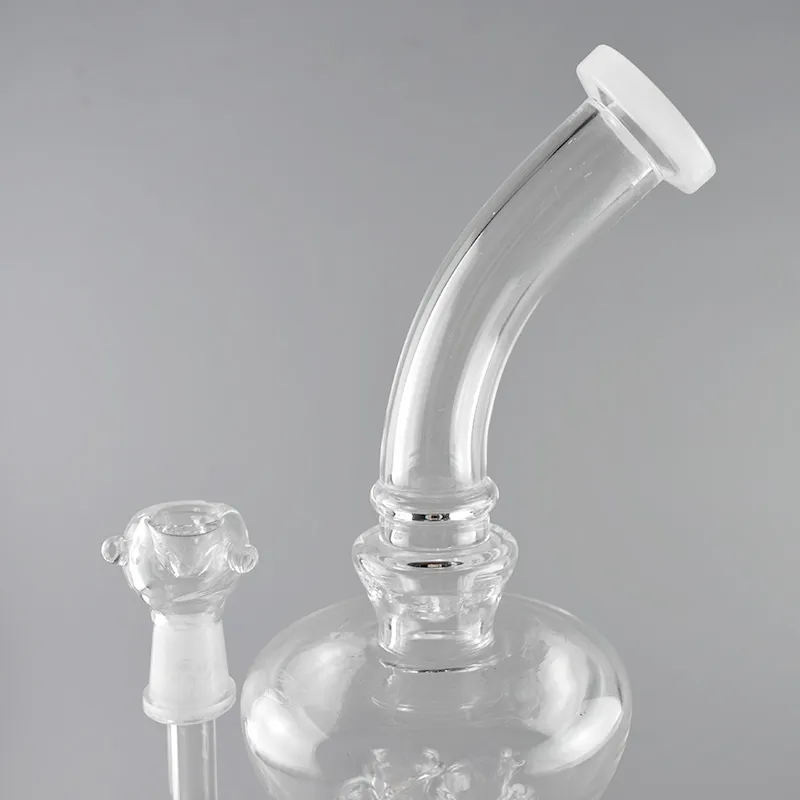 Doppelfilter-Wasserpfeifen 13,7-Zoll-Glasbongs Recycler-Glasbong 14-mm-Außengewinde mit Glaskopf