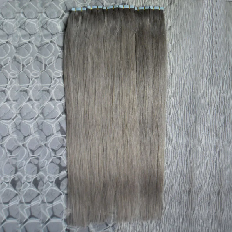 Серебристый серый бразильский человеческий волосы для волос кожи уток ленты волос наращивание волос 200 г 80 шт. 8А двойной нарисованной ленты наращивание волос наращивание волос наращивание ленты серого