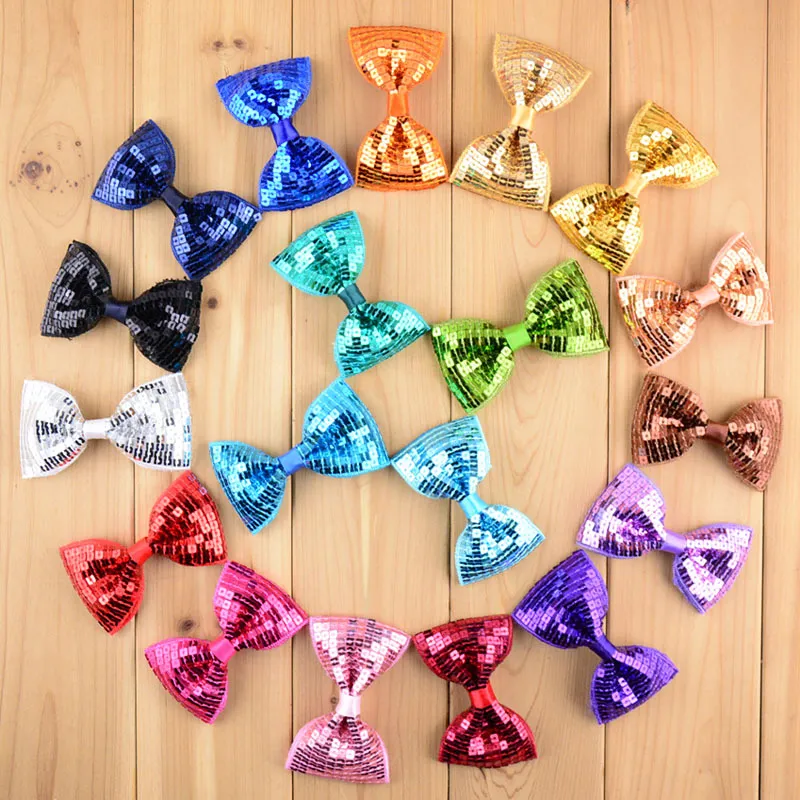 New Christmas lot Embroidery Sequin Bows WITH CLIP For Baby Girls Christmas Gifts Kids Hair DIY Accessories4347880