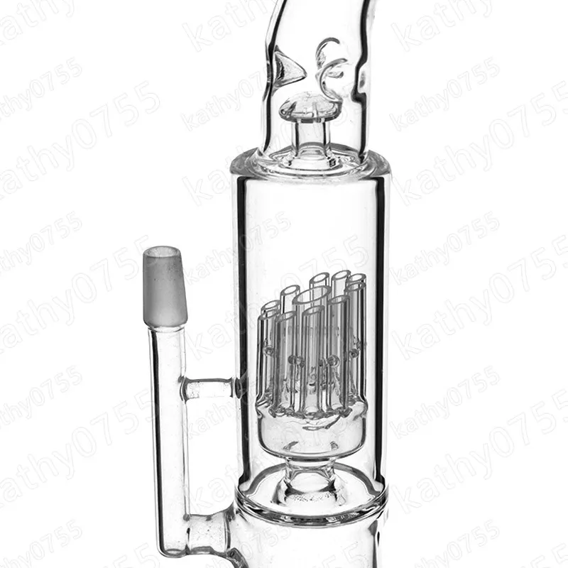 Vattenglasrör Splash Guard Oil Rig Diffuser Percolator 18.8mm Rökning Rör glas Bongs 13,8 inches Tall