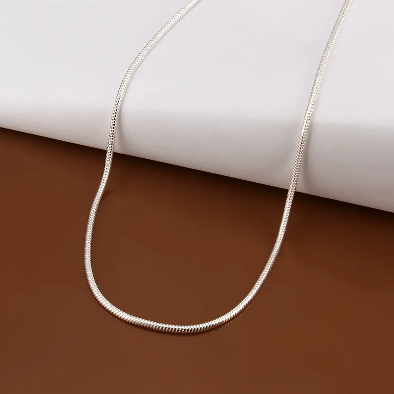 Wholesale Cheap 925 Silver Plated 2MM Snake Chain Necklace 16 18 20 22 24inches Mixed Size Fashion Jewelry For Women And Men