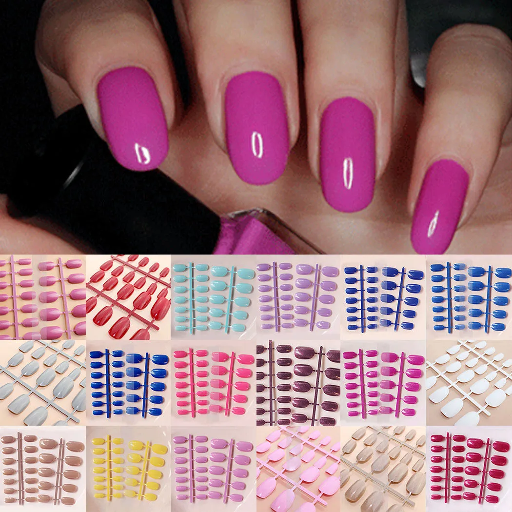 Ongles en acrylique faux conseils ongles Designer Fashion False French Nail 24 faux ongles peints à la main