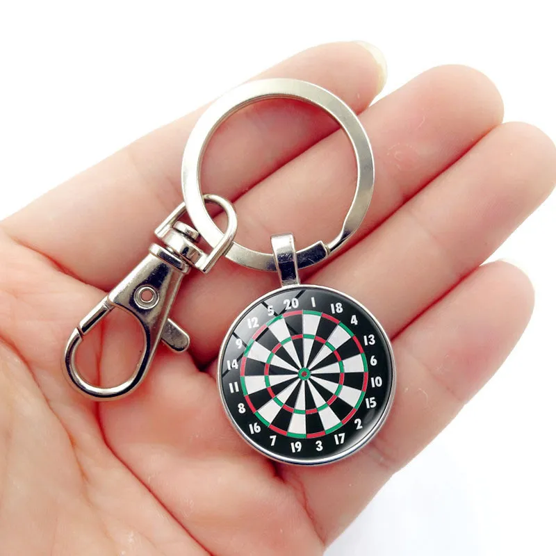 Darts target key chain Restore ancient time gem pendant key ring Dart sports lovers key holder