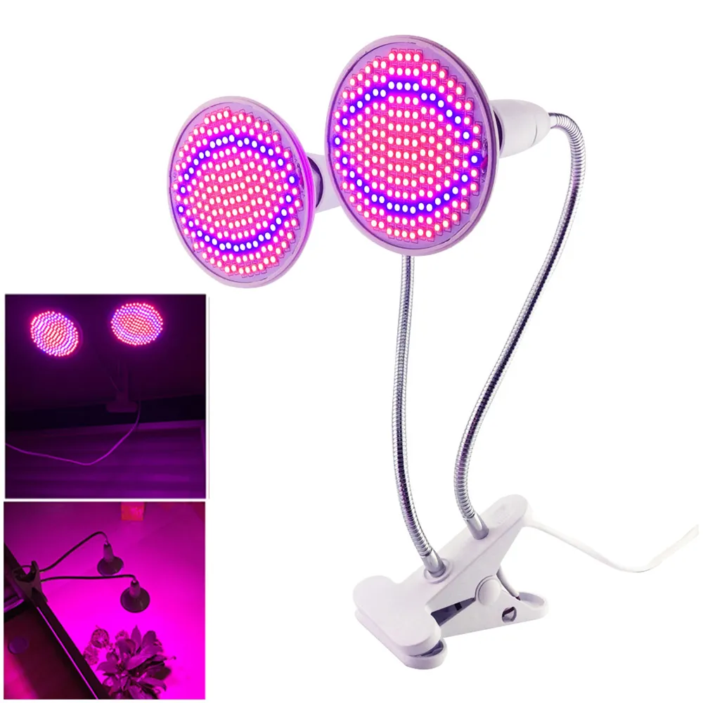 Double 200 Led Plant Grow Light ampoule Lampe Desk Clip Holder set pour Flower Vegetable Indoor Seeds Growing serre hydroponique