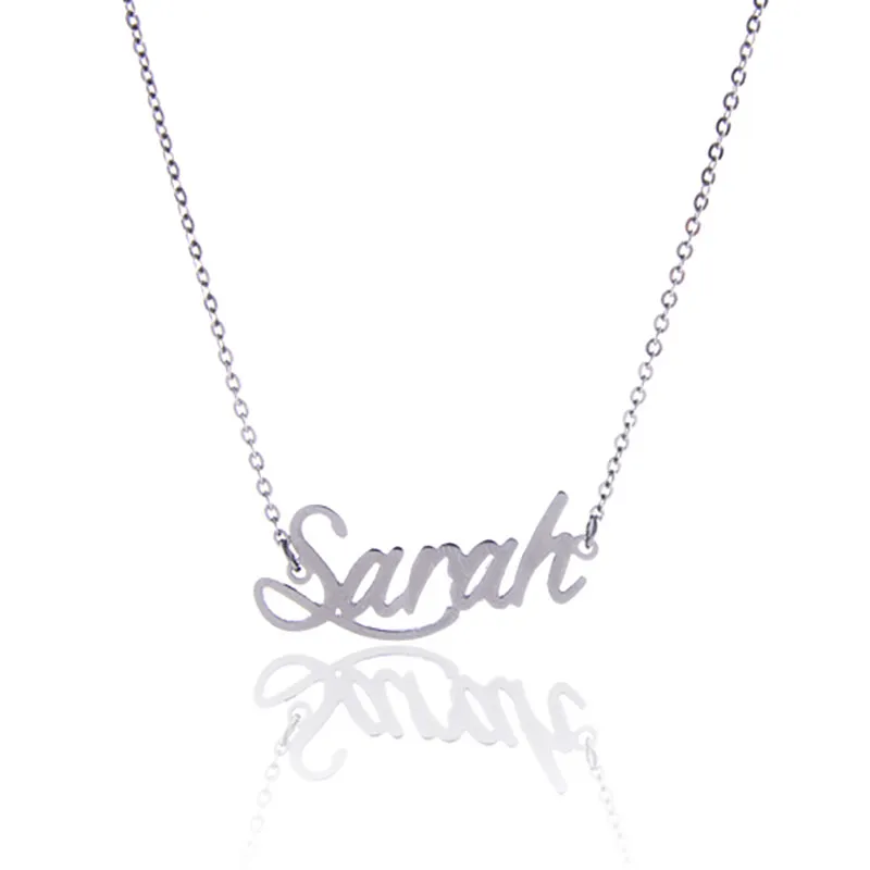 Personalisierte Namenskette für Damen, personalisierte Namensschild-Halskette Sarah, Edelstahl, Gold und Silber, individueller Schmuck 2733