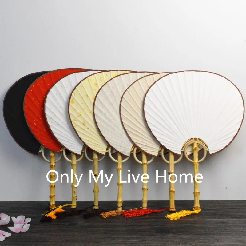 Lege gepersonaliseerde Chinese hand gehouden fans traditionele ambachtelijke handvat rijst papier ventilator decoratie volwassen diy fine kunst schilderij programma