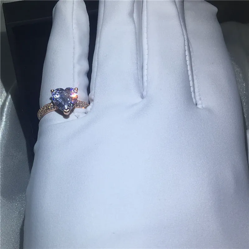 Anello a forma di cuore di moda in oro rosa 3T Sona Cz Stone Fidanzato anello di fidanzamento le donne gioielli da sposa