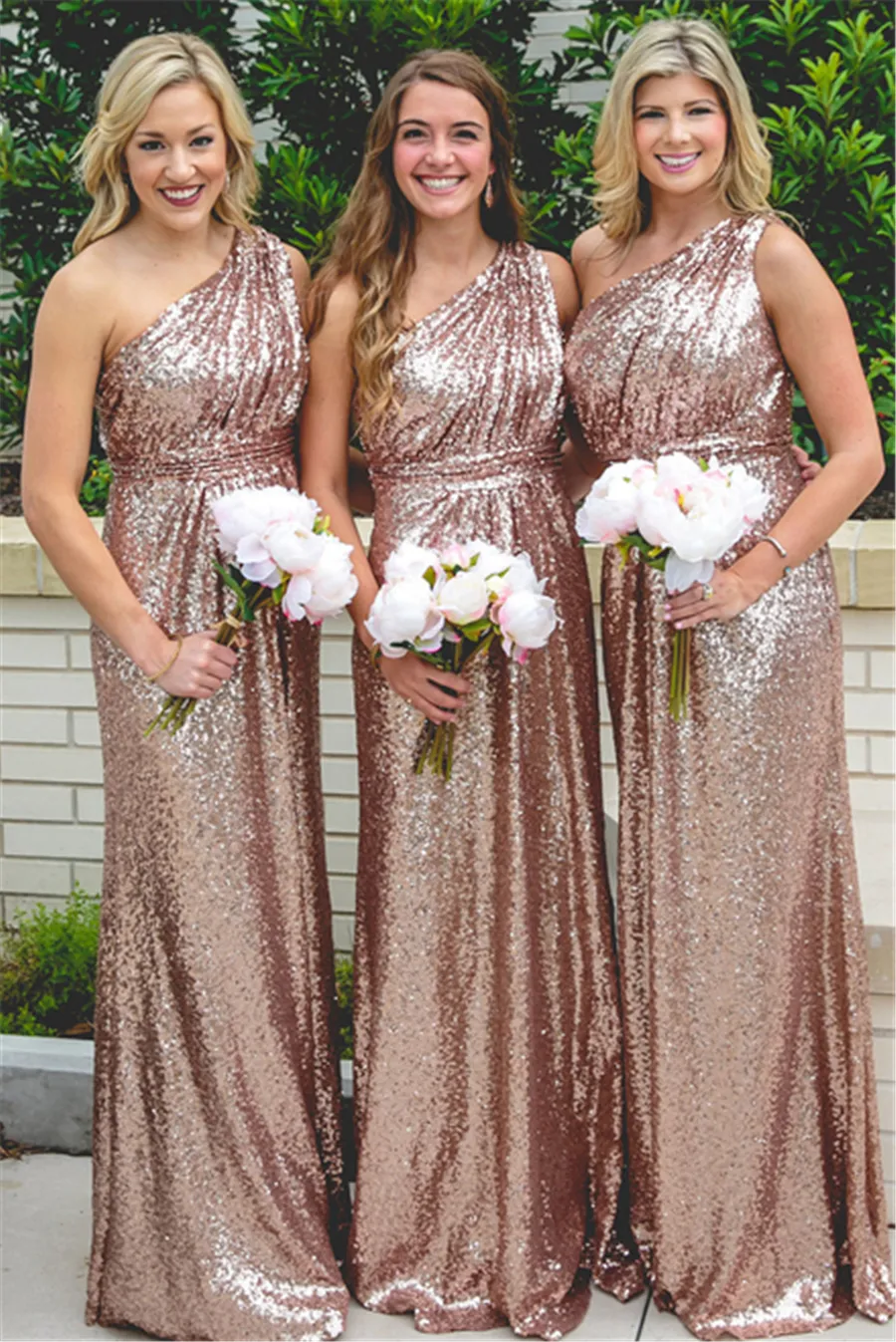 STARLA SEQUIN DRESS Long Sequin One Shoulder Bridesmaid Dress Cheap A Line Pleated Bridesmaid Dresses