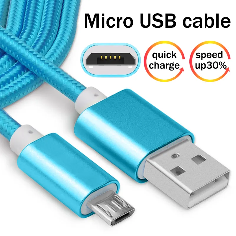 2.0M Android Micro Usb Cable Long Strong Braided Nylon USB Charger