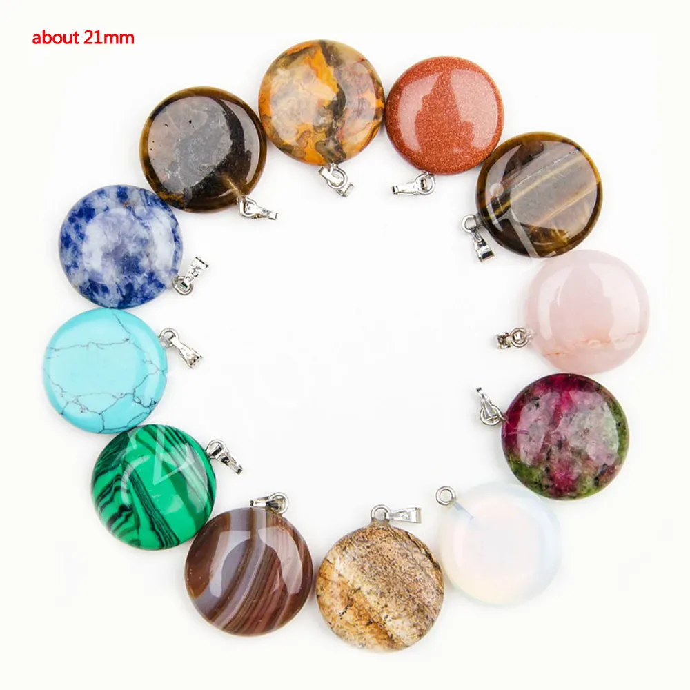 Fashion Cheap Healing Crystals Point Turquoise Amethyst Rose Quartz Chakra Heart Moon Natural Stone Pendants Charms For Stone Necklaces