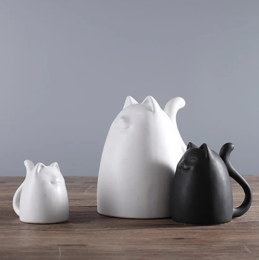 Maneki neko de cerámica con bonitos dibujos, manualidades decorativas para el hogar, decoración de habitación, estatuilla de animal de porcelana, adorno artesanal de gato de la suerte