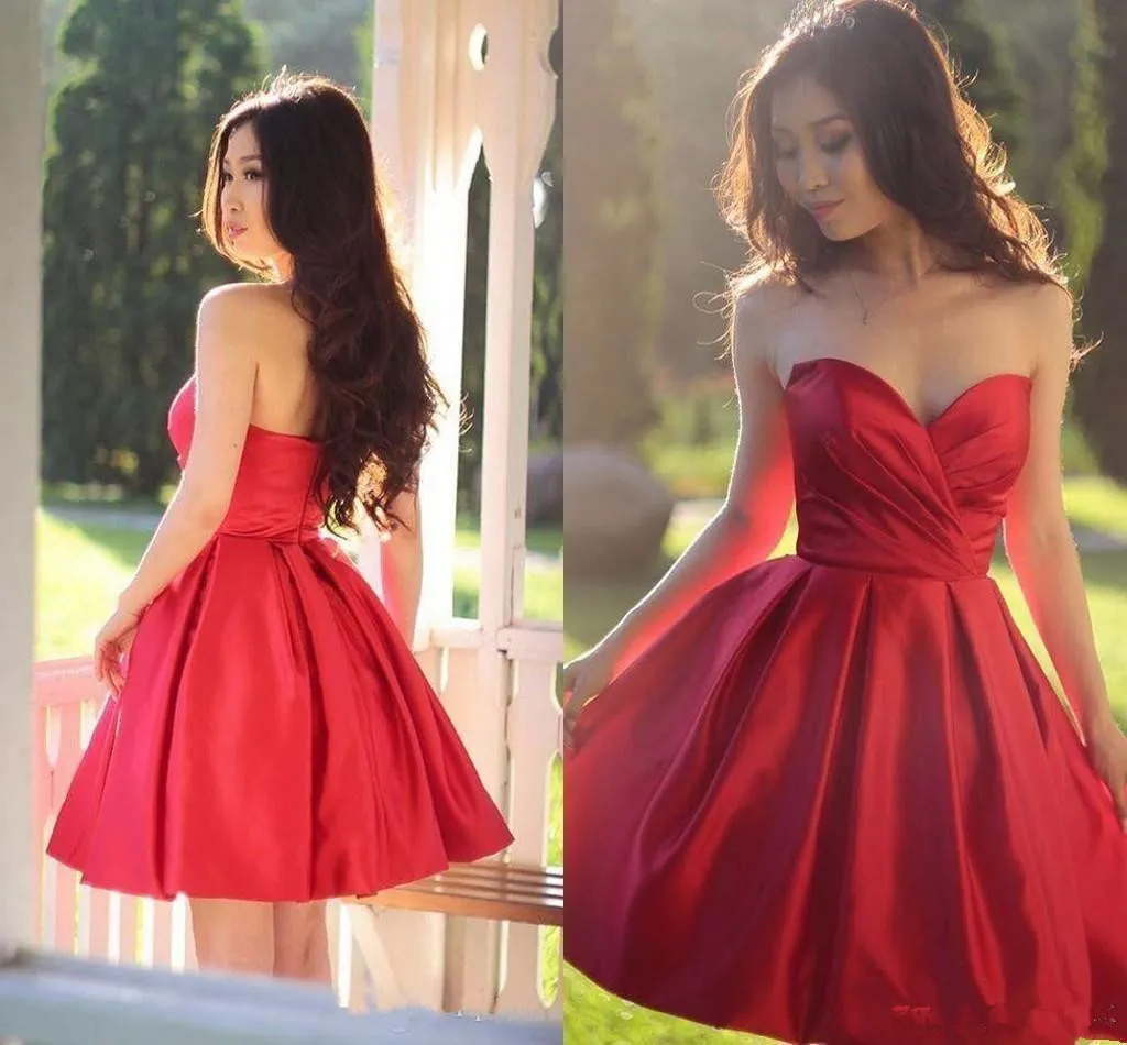 Red Homecoming Dresses 2019 Robe de A line Sweetheart Party Gowns Sexy Illusion Open Back Knee Length Cheap Cocktail Prom Dress M45