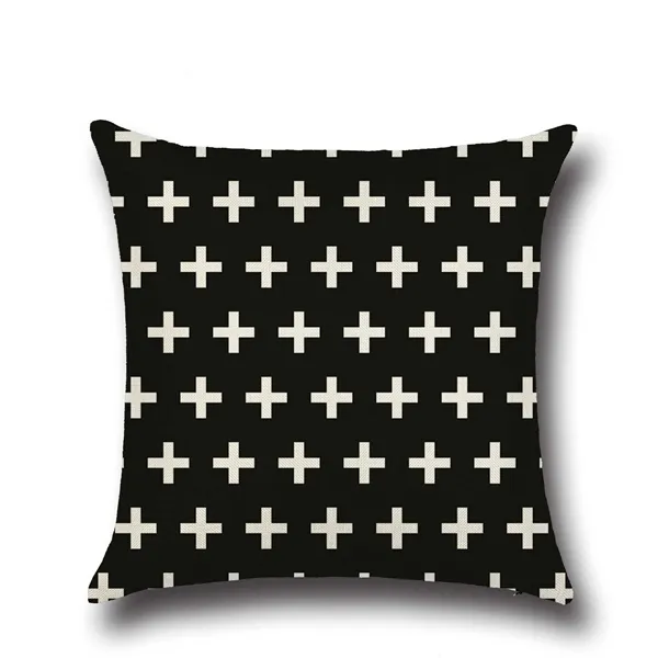 Taie d'oreiller motif noir et beige taie d'oreiller coton lin imprimé 18x18 pouces géométrie Euro taies d'oreiller 45*45cm