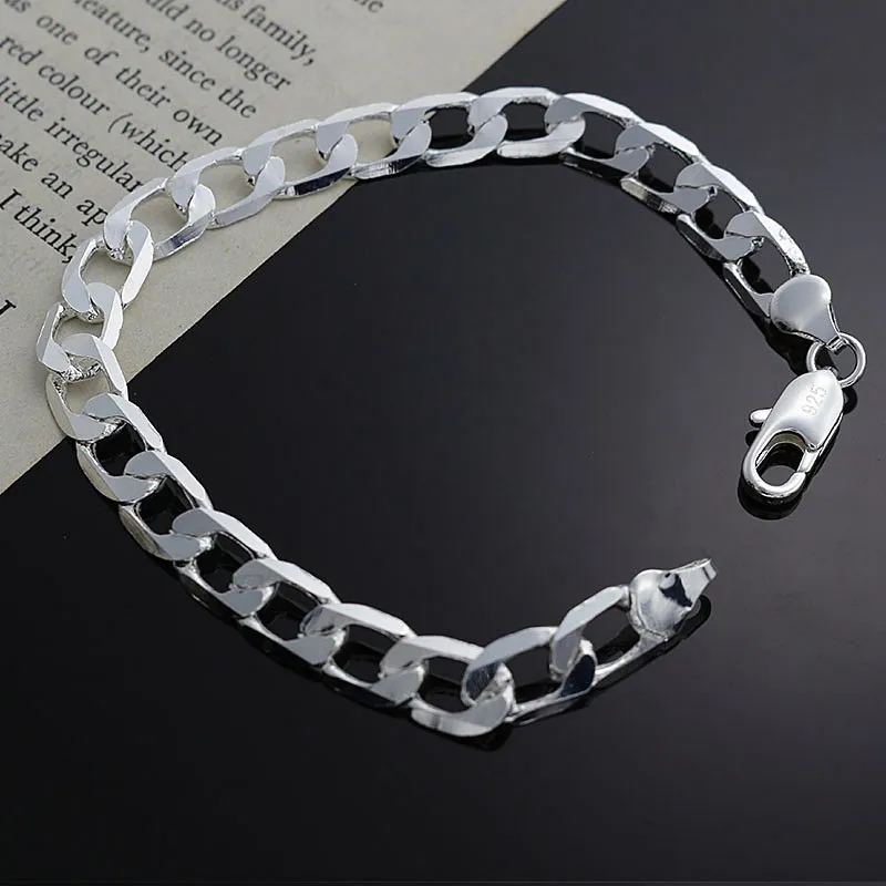 Sterling Silver 8in Italian Curb Link ID Bracelet 6mm QCD200-8