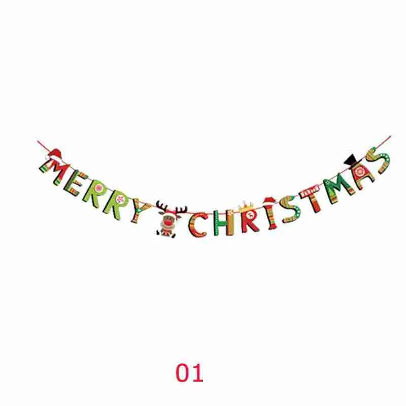 2018 Christmas Banner Wall Hangings Xmas Tree Elk Snowman Santa Claus Ornaments Pendant Merry Christmas Decorations for Home