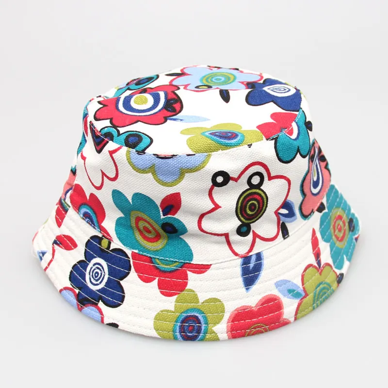 Blommor Barn Sol Basin Cap Cherry Love Heart Floral Printed Kids Caps Spring Summer UV Sun Skyddande Bucket Hat Fisherman Keps C3005