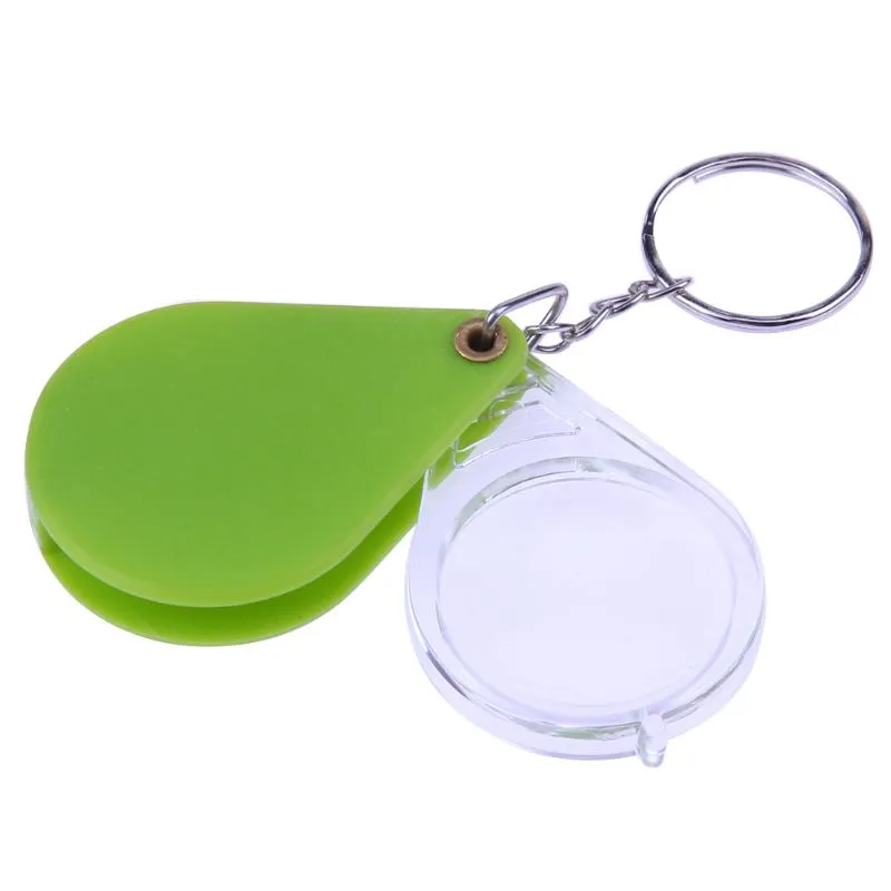 10x Lupe Faltlupe Handheld Glas Linsen Kunststoff Tragbare Keychain Lupe Grünorange