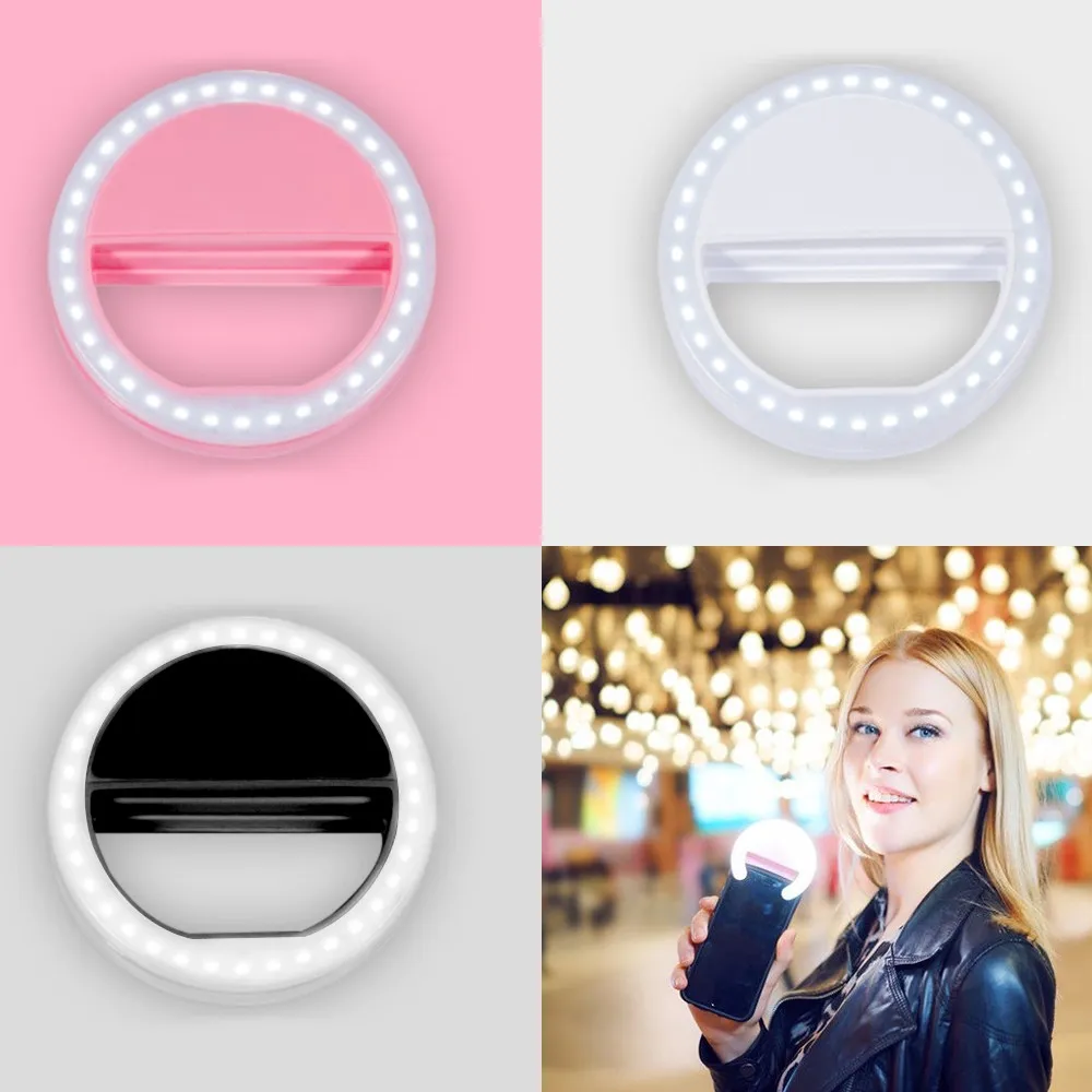2019 뜨거운 Selfie 조명 3 모드 조절 가능한 간략 한 Selfie LED 링 플래시 라이트 카메라 사진