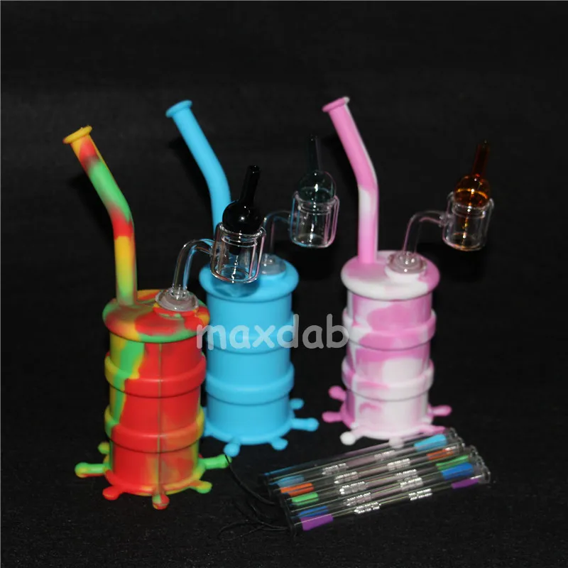 Nouveaux barboteurs en verre d'eau de tuyaux de silicone pour pipe à fumer avec clous en quartz thermique casquettes à bille outil dab