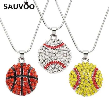 Sauvoo 1pc Fashion Football Pattern Pendant Charms Halsband Softball / Baseball Link Kedja Halsband för män Kvinnor Smycken Gåvor