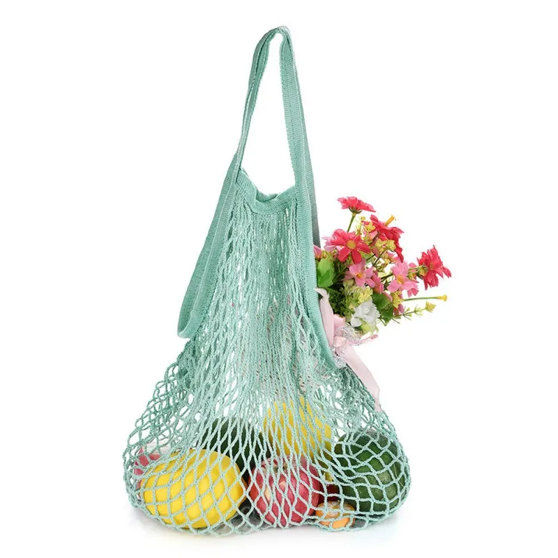 Herbruikbare boodschappen produceren tassen katoen mesh ecologie markt string netto shopping draagtas keuken fruit groenten opknoping tas
