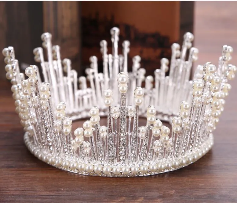 2019 Wedding Bridal Tiara Faux Pearls Rhinestone Full Circle Bridal Accessories Hair Crown Headpieces7175539
