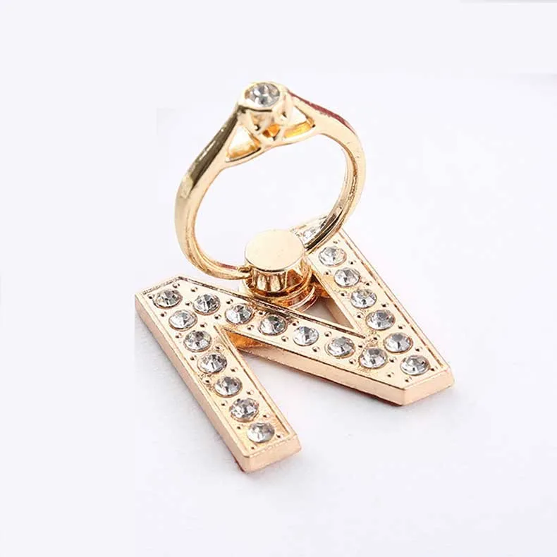 Bling Diamond Finger Holder for Cell Phone Magnetic Ring Grip Holder Universal letter Kickstand 360 Finger Ring Stand