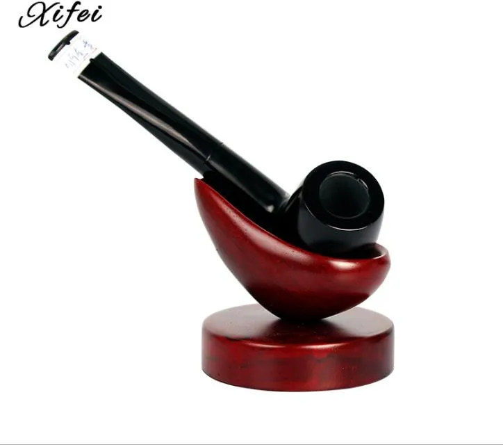 New straight rod, pure black ebony pipe, men's solid wood filter ebony smoking accessories.